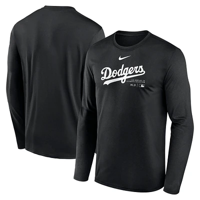 Men's Nike Black Los Angeles Dodgers Authentic Collection Practice Performance Long Sleeve T-Shirt