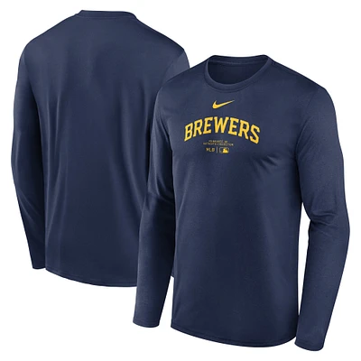 Men's Nike Navy Milwaukee Brewers Authentic Collection Practice Performance Long Sleeve T-Shirt