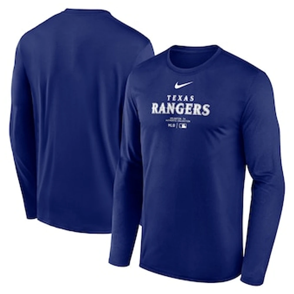 Men's Nike Royal Texas Rangers Authentic Collection Practice Performance Long Sleeve T-Shirt