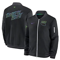 Men's Nike  Black Tampa Bay Rays 2024 City Connect Authentic Collection Game Time Full-Zip Bomber Jacket