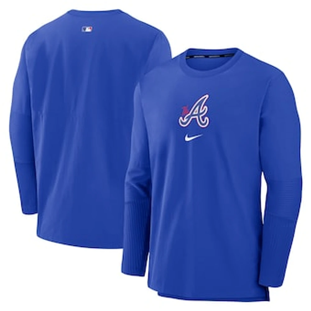 Men's Nike Royal Atlanta Braves Authentic Collection City Connect Player Tri-Blend Performance Pullover Jacket