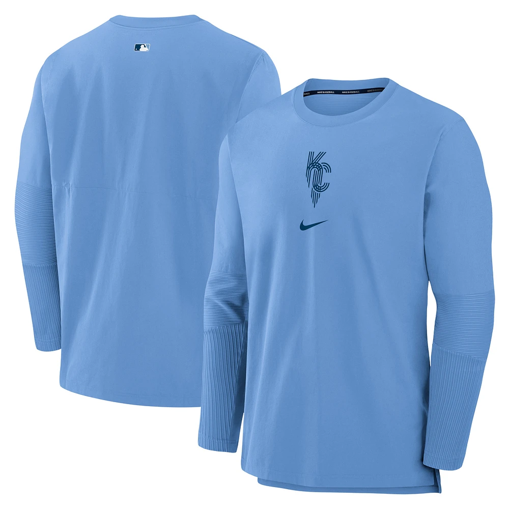 Men's Nike Light Blue Kansas City Royals Authentic Collection City Connect Player Tri-Blend Performance Pullover Jacket