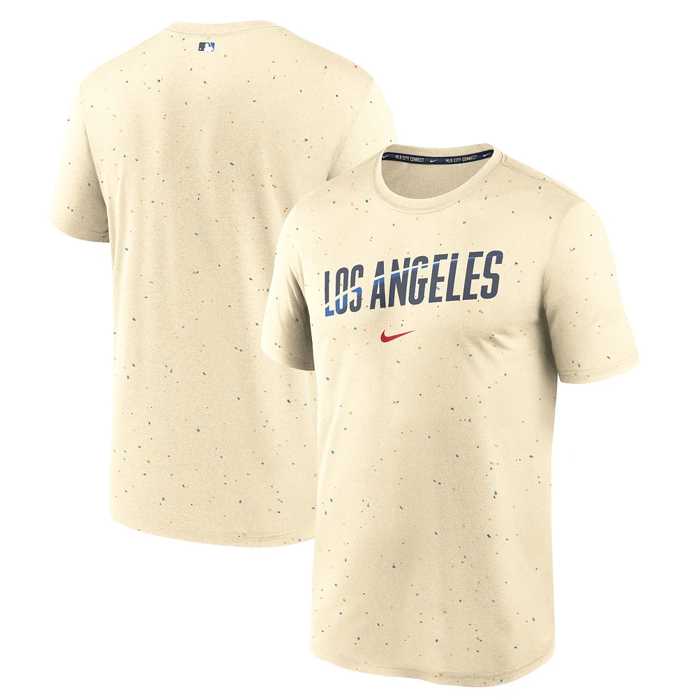 Men's Nike Cream Los Angeles Dodgers 2024 City Connect Authentic Collection Practice Velocity Performance T-Shirt