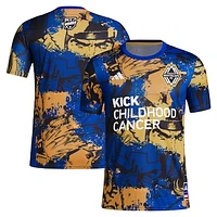 Men's adidas  College Royal/Gold Vancouver Whitecaps FC 2023 MLS Works Kick Childhood Cancer x Marvel Pre-Match Performance Top