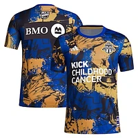 Men's adidas  College Royal/Gold Toronto FC 2023 MLS Works Kick Childhood Cancer x Marvel Pre-Match Performance Top