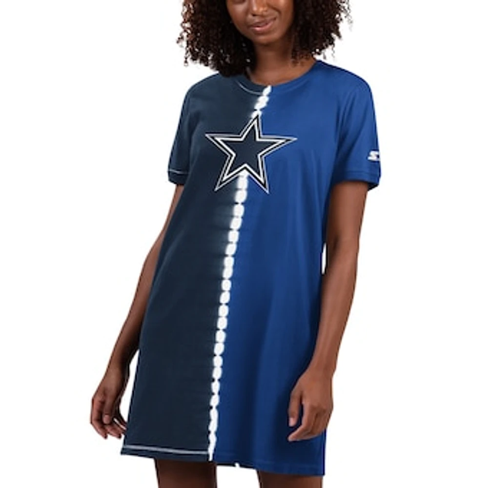 Women's Starter Navy Dallas Cowboys Ace Tie-Dye T-Shirt Dress