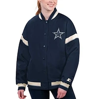 Women's Starter Navy Dallas Cowboys Tournament Full-Snap Varsity Jacket