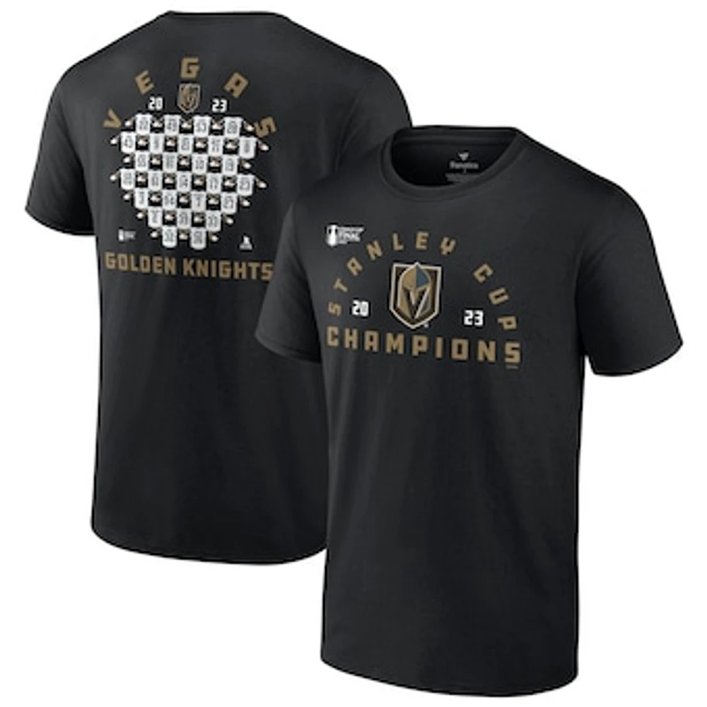 Men's Fanatics  Black Vegas Golden Knights 2023 Stanley Cup Champions Jersey Roster T-Shirt