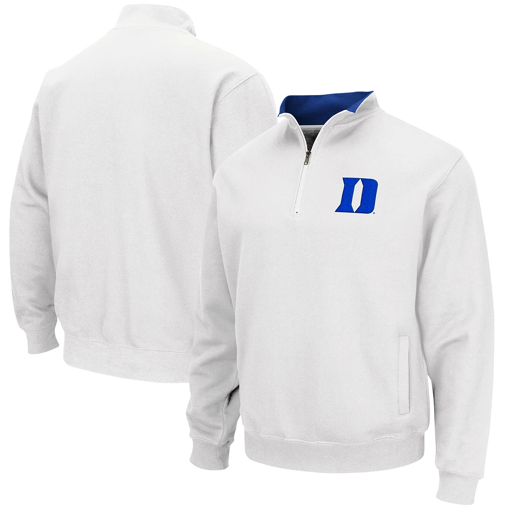 Men's Colosseum White Duke Blue Devils Tortugas Quarter-Zip Top