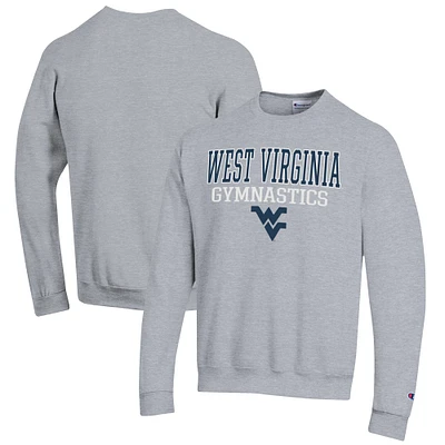 Men's Champion  Gray West Virginia Mountaineers Gymnastics Stack Powerblend Pullover Sweatshirt
