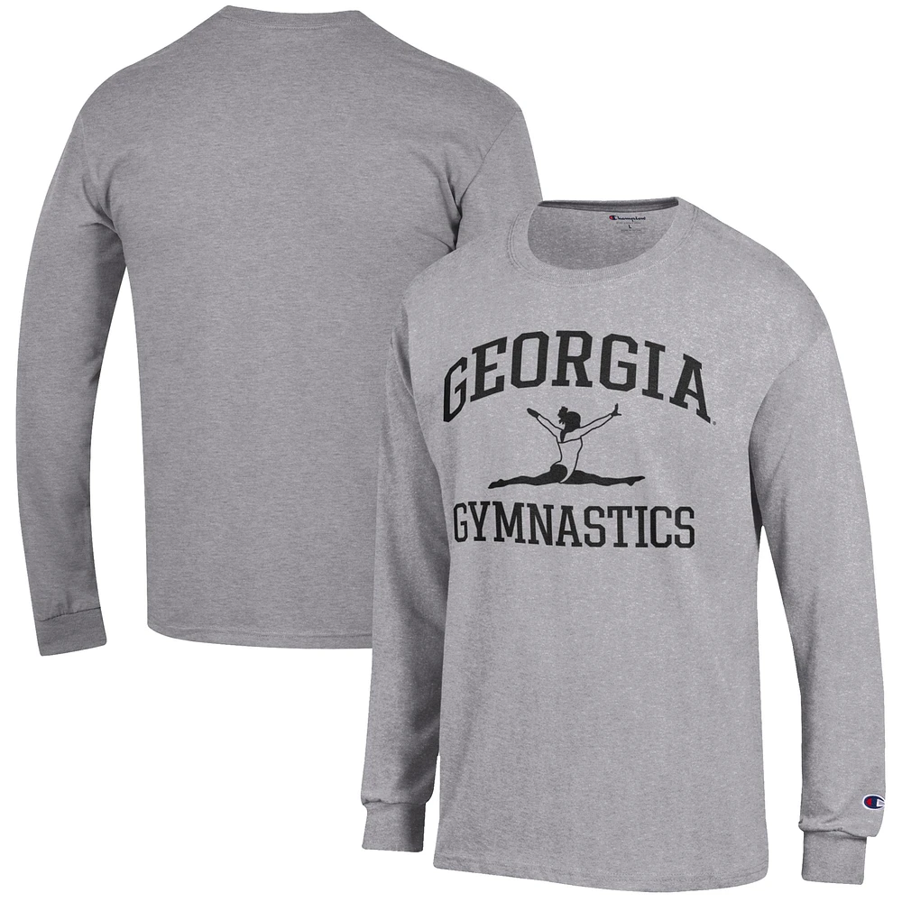 Men's Champion Gray Georgia Bulldogs Gymnastics Icon Long Sleeve T-Shirt