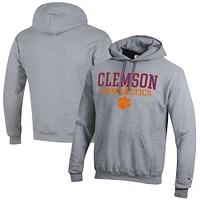 Men's Champion  Gray Clemson Tigers Gymnastics Stack Powerblend Pullover Hoodie