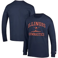 Men's Champion  Navy Illinois Fighting Illini Gymnastics Icon Long Sleeve T-Shirt