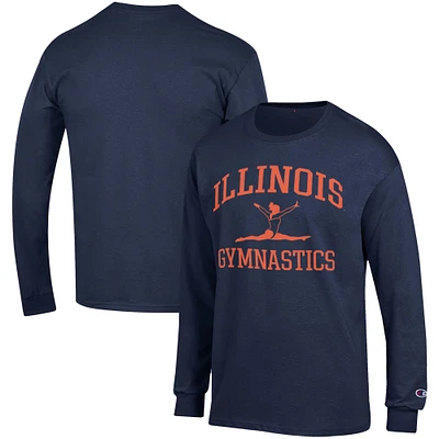 Men's Champion  Navy Illinois Fighting Illini Gymnastics Icon Long Sleeve T-Shirt