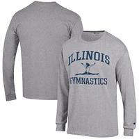 Men's Champion  Gray Illinois Fighting Illini Gymnastics Icon Long Sleeve T-Shirt