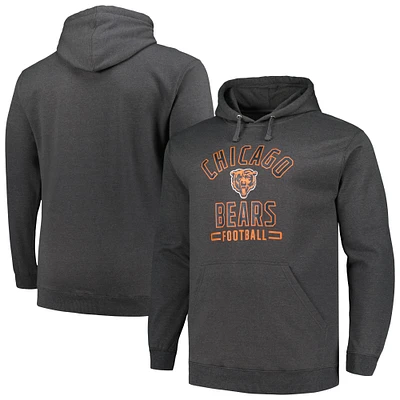 Men's Fanatics Heather Charcoal Chicago Bears Big & Tall Pullover Hoodie