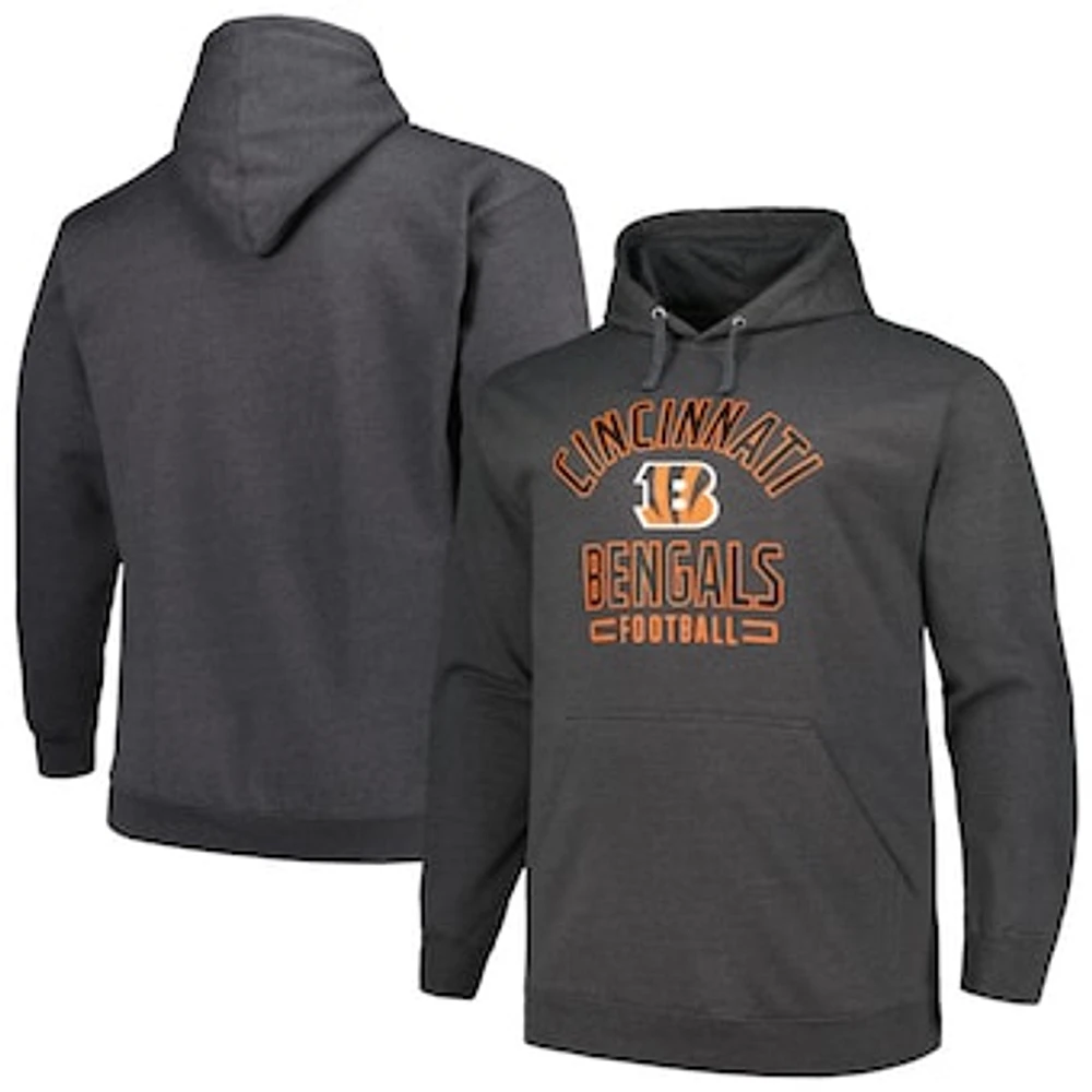 Men's Fanatics Heather Charcoal Cincinnati Bengals Big & Tall Pullover Hoodie