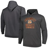 Men's Fanatics Heather Charcoal Cincinnati Bengals Big & Tall Pullover Hoodie