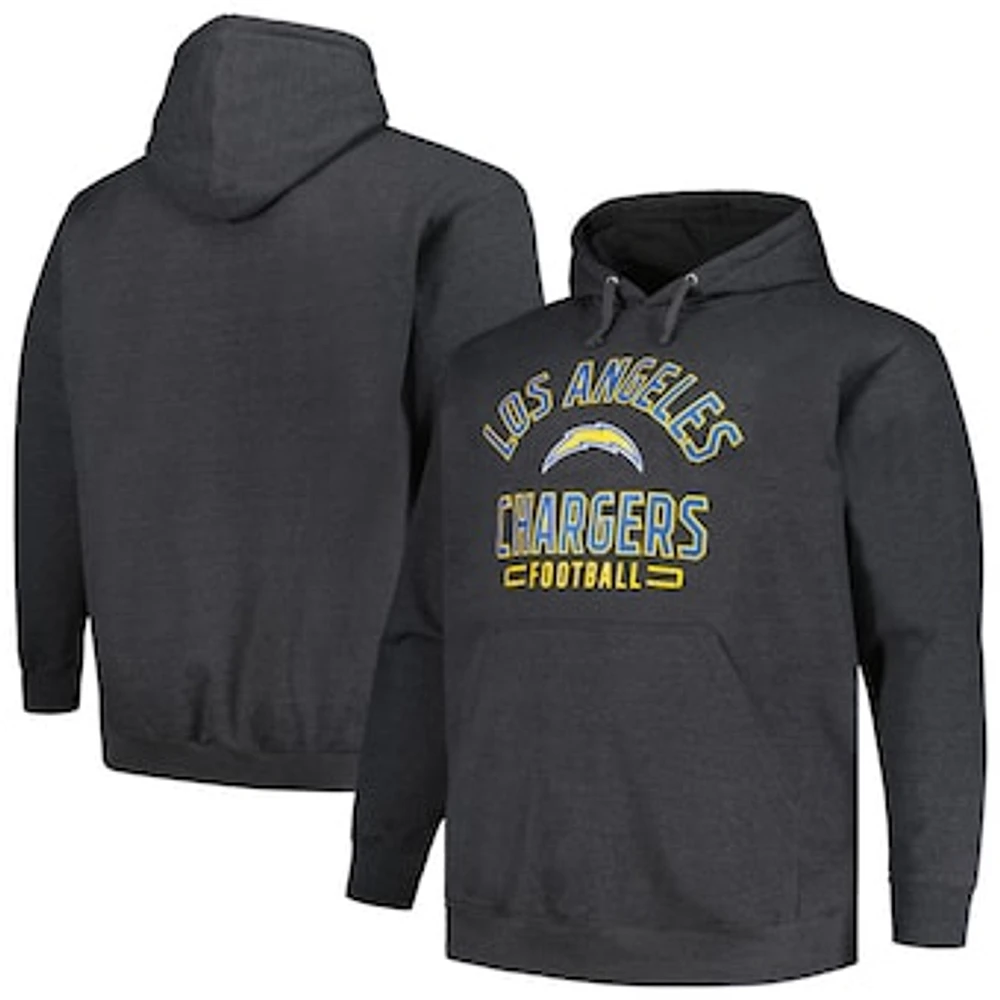 Men's Fanatics Heather Charcoal Los Angeles Chargers Big & Tall Pullover Hoodie