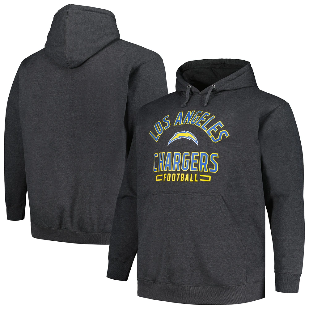 Men's Fanatics Heather Charcoal Los Angeles Chargers Big & Tall Pullover Hoodie