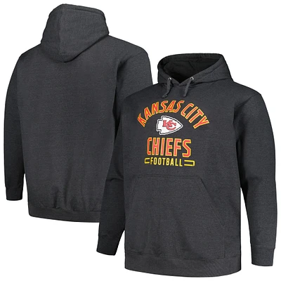 Men's Fanatics Heather Charcoal Kansas City Chiefs Big & Tall Pullover Hoodie