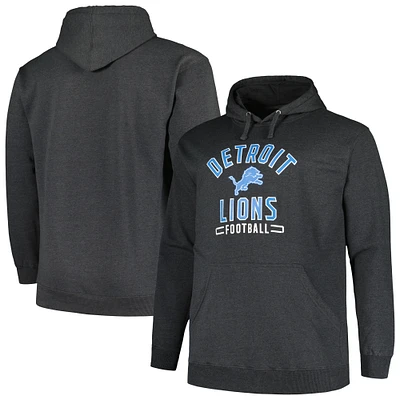 Men's Fanatics Heather Charcoal Detroit Lions Big & Tall Pullover Hoodie