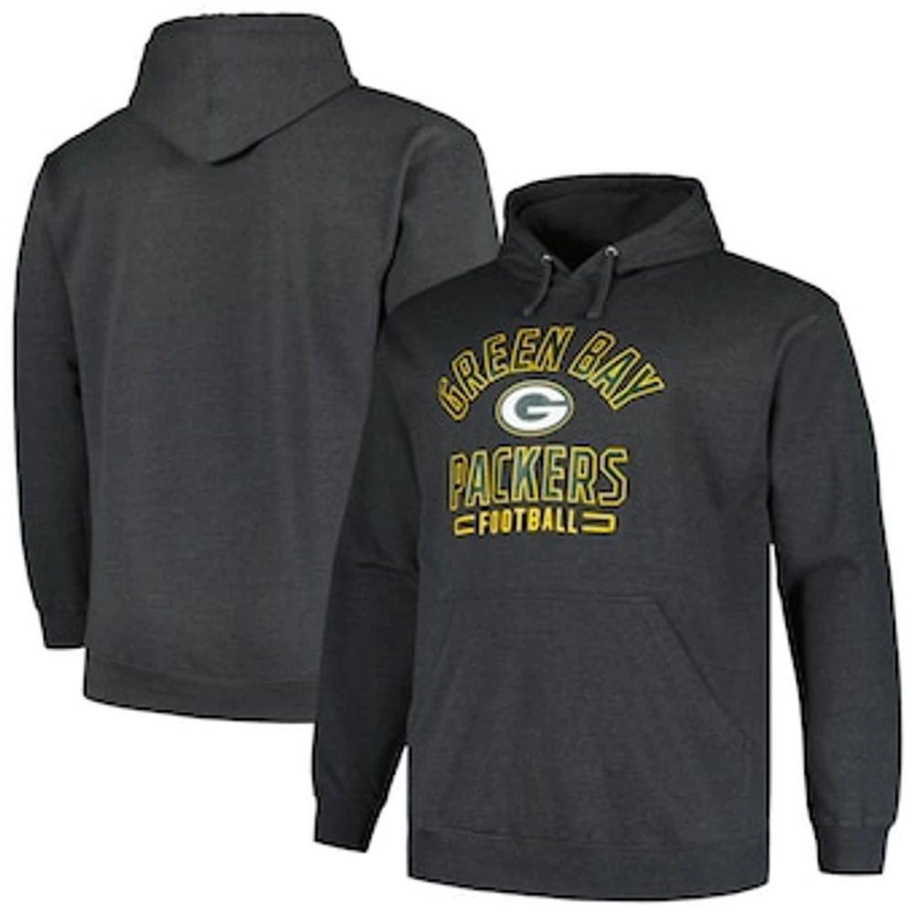 Men's Fanatics Heather Charcoal Green Bay Packers Big & Tall Pullover Hoodie