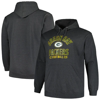 Men's Fanatics Heather Charcoal Green Bay Packers Big & Tall Pullover Hoodie