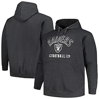 Men's Fanatics Heather Charcoal Las Vegas Raiders Big & Tall Pullover Hoodie