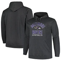 Men's Fanatics Heather Charcoal Baltimore Ravens Big & Tall Pullover Hoodie