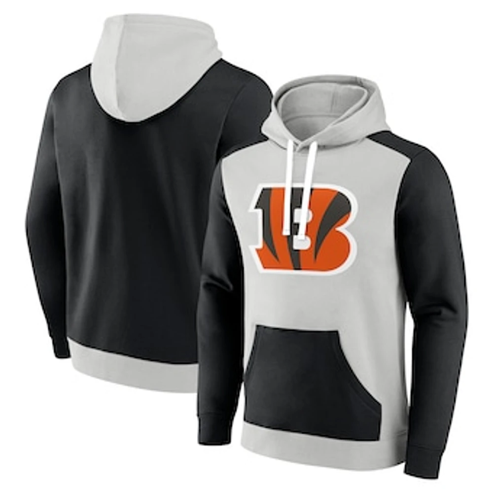 Men's Fanatics Silver/Black Cincinnati Bengals Big & Tall Team Fleece Pullover Hoodie