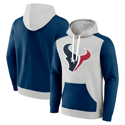 Men's Fanatics Silver/Navy Houston Texans Big & Tall Team Fleece Pullover Hoodie