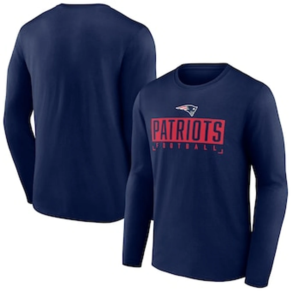 Men's Fanatics Navy New England Patriots Big & Tall Wordmark Long Sleeve T-Shirt