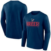 Men's Fanatics Navy Houston Texans Big & Tall Wordmark Long Sleeve T-Shirt