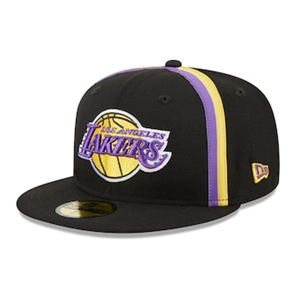 Men's New Era Black Los Angeles Lakers Taping 59FIFTY Fitted Hat