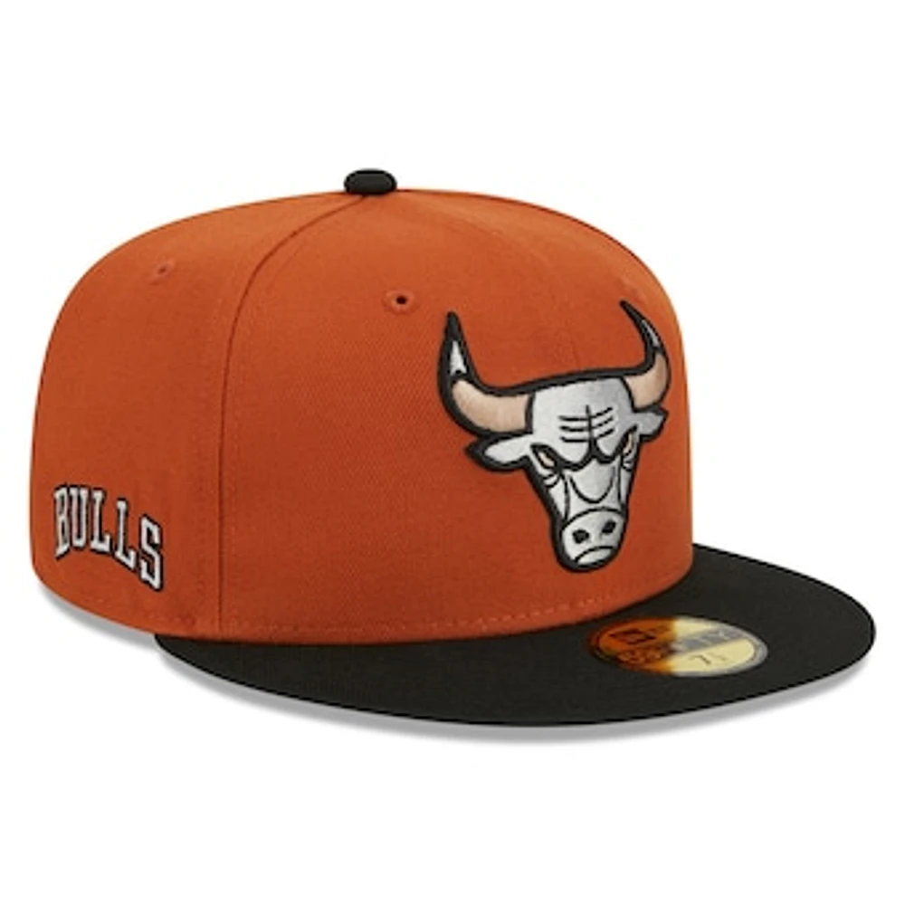 Men's New Era Rust/Black Chicago Bulls Two-Tone 59FIFTY Fitted Hat