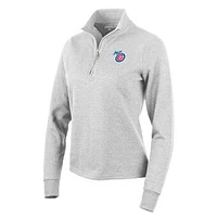 Women's Antigua  Heather Gray Iowa Cubs Action Quarter-Zip Pullover Sweatshirt