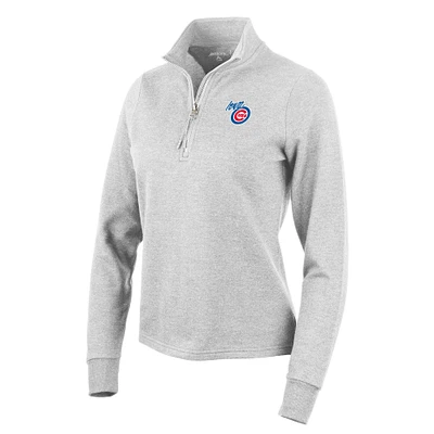 Women's Antigua  Heather Gray Iowa Cubs Action Quarter-Zip Pullover Sweatshirt