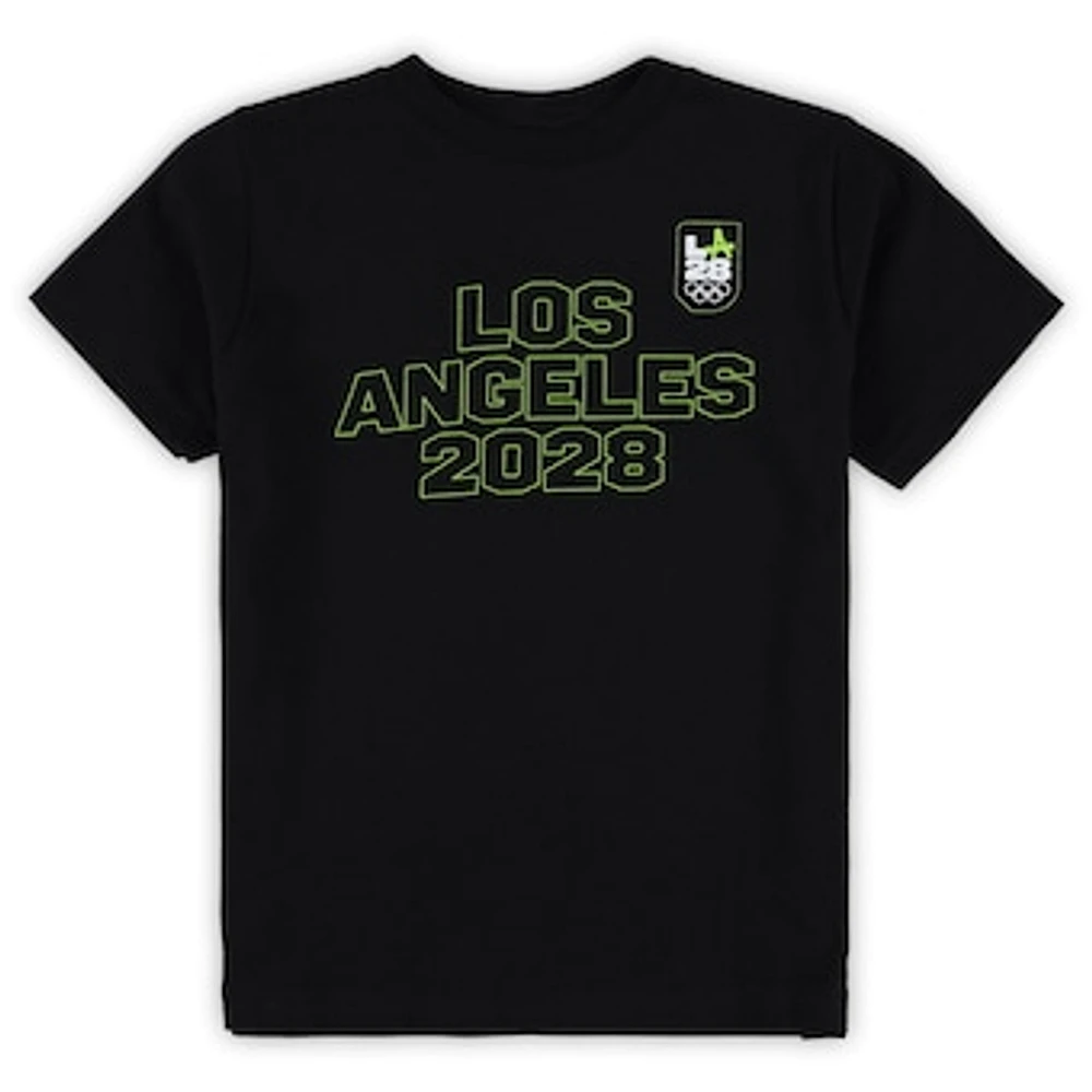 Preschool Black LA28 Summer Olympics Neon Outline T-Shirt