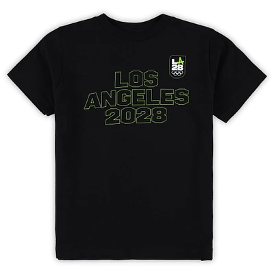 Preschool Black LA28 Summer Olympics Neon Outline T-Shirt