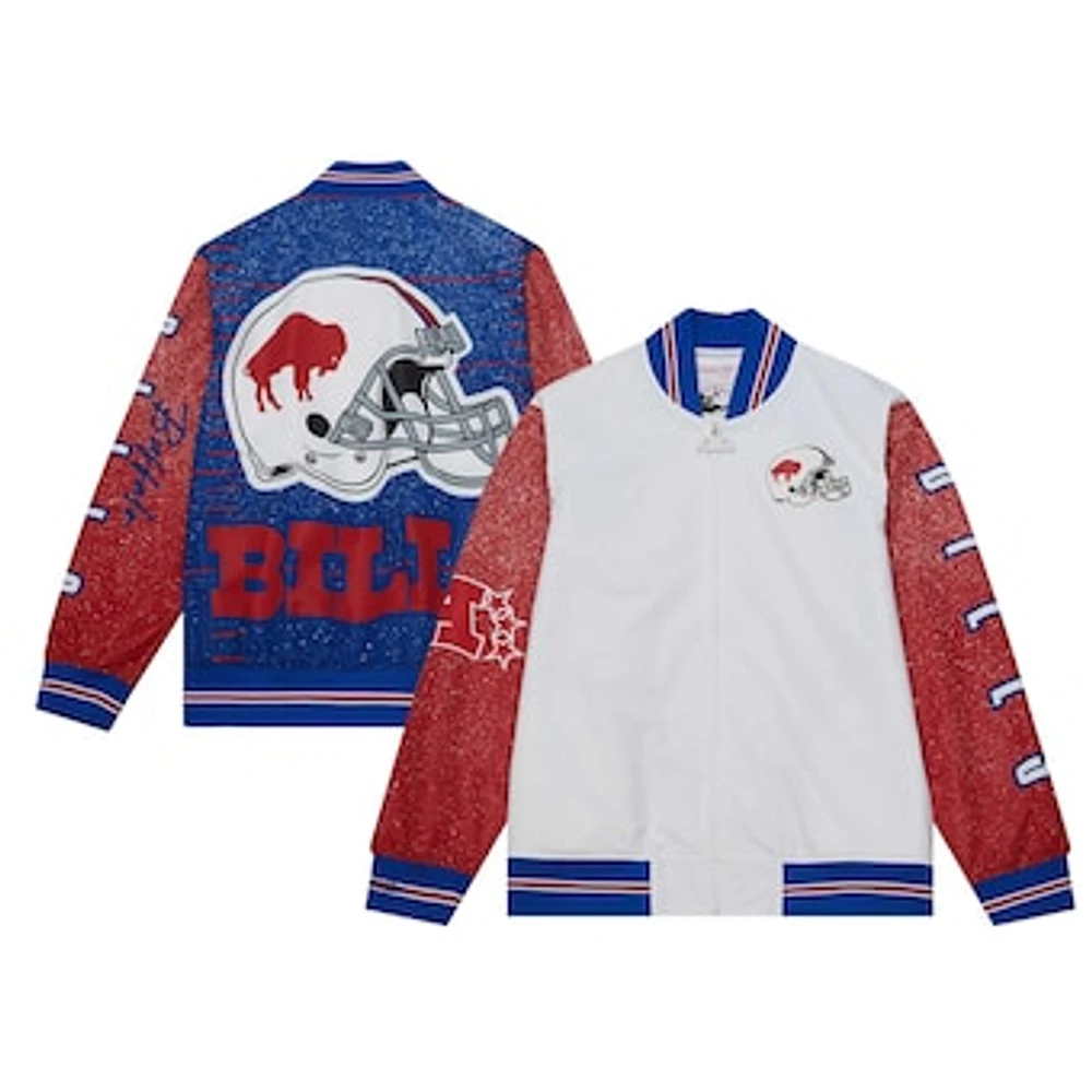 Men's Mitchell & Ness  White Buffalo Bills Team Burst Warm-Up Full-Zip Jacket