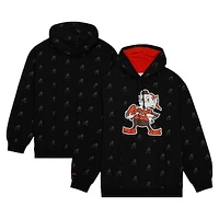 Men's Mitchell & Ness Black Cleveland Browns Allover Print Fleece Pullover Hoodie