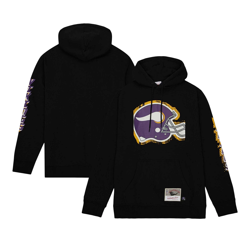 Men's Mitchell & Ness Black Minnesota Vikings Gridiron Classics Big Face 7.0 Pullover Hoodie