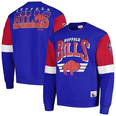 Men's Mitchell & Ness Royal Buffalo Bills Gridiron Classics Allover 3.0 Pullover Sweatshirt