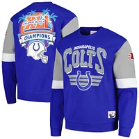 Men's Mitchell & Ness Royal Indianapolis Colts Gridiron Classics Allover 3.0 Pullover Sweatshirt