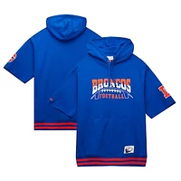 Men's Mitchell & Ness Royal Denver Broncos Pre-Game Short Sleeve Pullover Hoodie