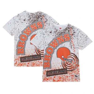 Men's Mitchell & Ness White Cleveland Browns Team Burst Sublimated T-Shirt