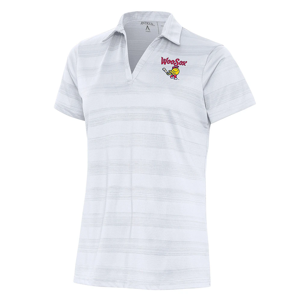 Women's Antigua White Worcester Red Sox Compass Polo