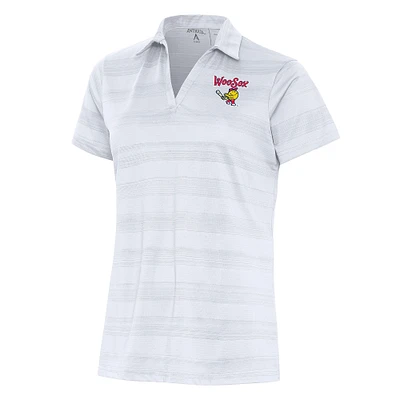 Women's Antigua White Worcester Red Sox Compass Polo