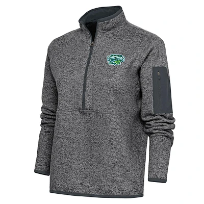 Women's Antigua  Heather Charcoal Daytona Tortugas Fortune Half-Zip Pullover Jacket
